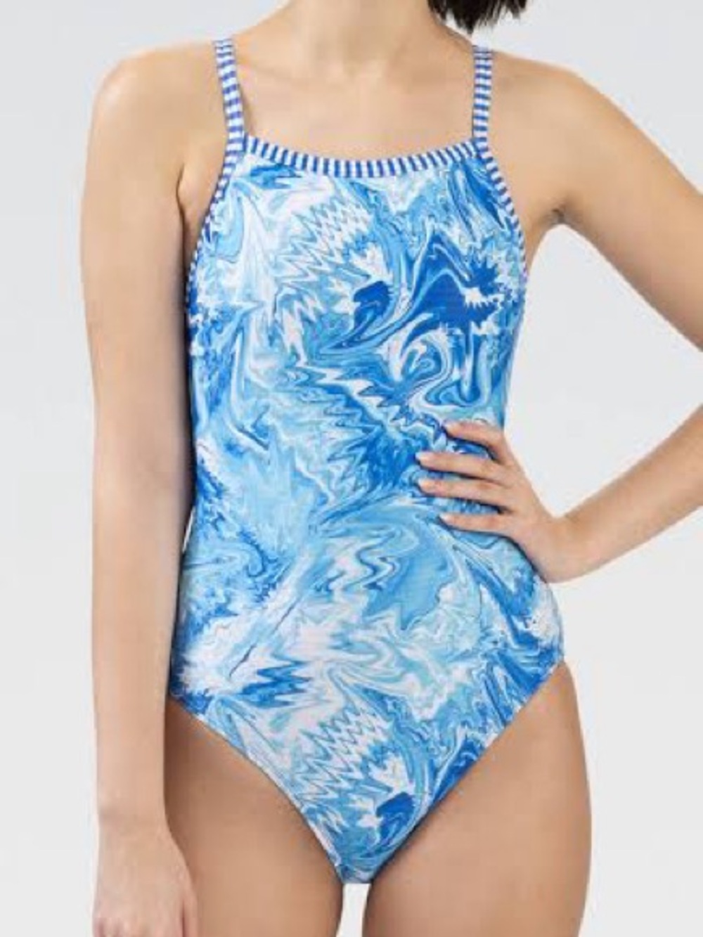 Dolfin Uglies V-Back one-piece swimsuit "Crush" marble print size 32- EUC